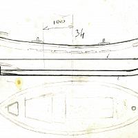 Plan du pointu avec ligne de flottaison tracée